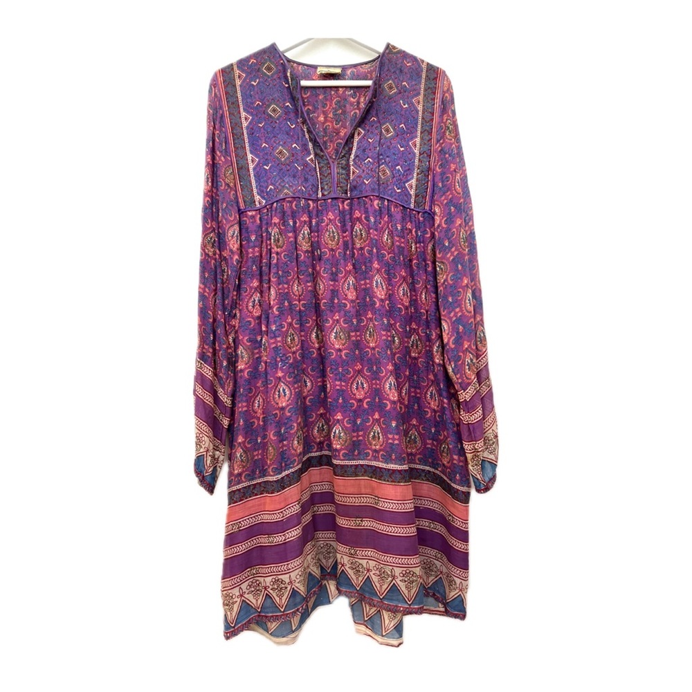 Vintage Cotton Gauze Dress 1960/70’s Indian Print Boho Hippy
